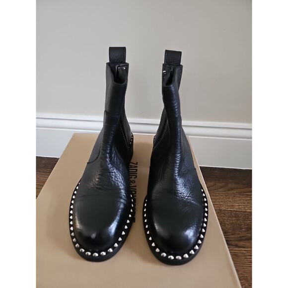 Zadig & Voltaire Empress Clous Round Toe Leather Low-Heel Booties $528, Sz 36 - Picture 3 of 9